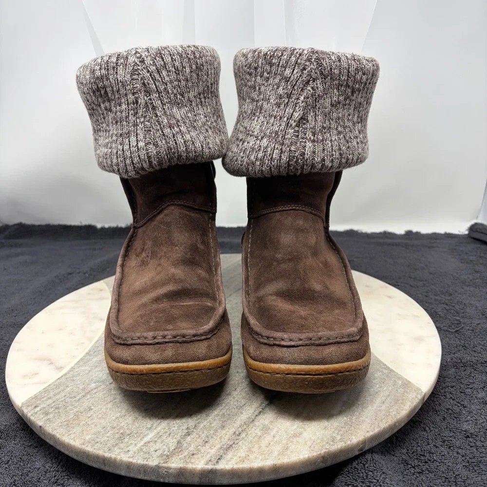 The North Face Womens Brown Suede Knit Cuff PrimaLoft Winter Boots Size 7 Cabin